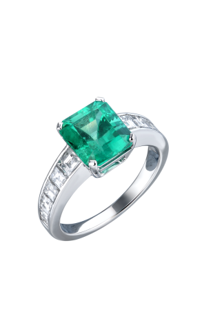 Кольцо  Natural Emerald 3.19 ct Vivid Green/VS & Diamonds 1.25 ct (37502)