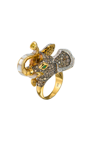 Кольцо  Elephant Multi-Gemstone & Yellow Gold (43587)