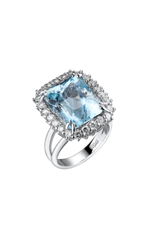 Кольцо  13,9 ct Aquamarine & Diamonds & White Gold (41003)