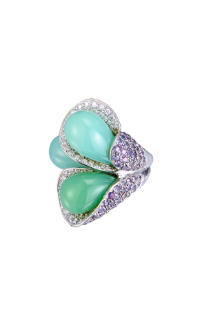 Кольцо  Chalcedony & Diamonds & Amethyst in White Gold (42669)