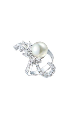 Комплект Stefan Hafner White Pearl Saltwater 9-11mm & 17.65 ct Marquise & Round cut Diamonds (42138) №5
