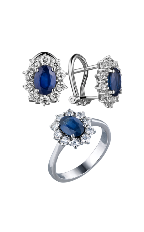 Комплект  с природными сапфирами 2,80 ct и бриллиантами 1,52 ct (37655)