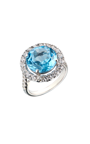 Кольцо  Blue Topaz & Diamonds & White Gold (41116)