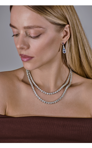 Колье  Tennis Necklace 74,50 ct Round Cut Diamonds & White Gold (42082) №4