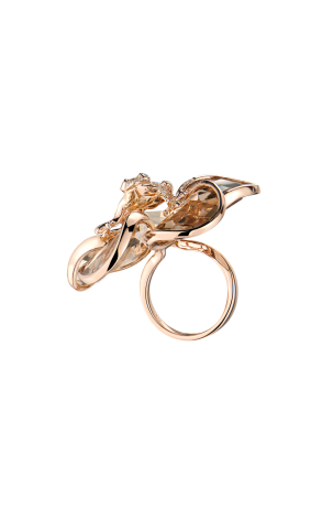 Кольцо  Smoky Quartz & Diamonds & Rose Gold Frog (43431) №2