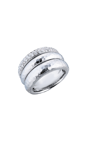Кольцо H.Stern Triple Band Ring In Solid Hammered White Gold & Diamonds (40944)