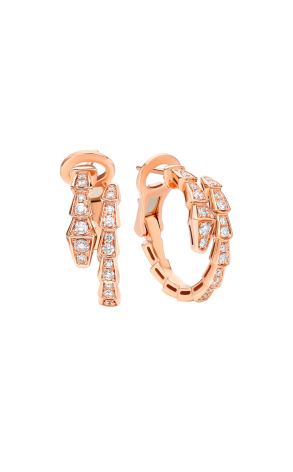 Серьги Bvlgari Serpenti Viper Rose gold pavé diamonds 358361 (42868)