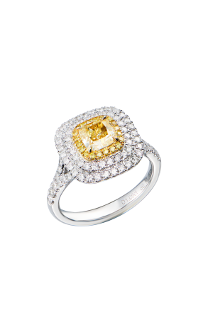 Кольцо GIA 1,05 ct Fancy Light Yellow/VVS2 Cushion Cut & White Gold (43838)