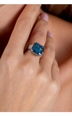 Кольцо GIA 10.04 ct Голубой Бриллиант Кушон (37171) №2