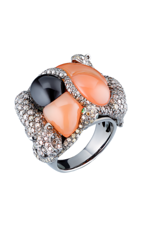 Кольцо  Hand Made Сornelian & Tsavorite & Diamonds (36778)