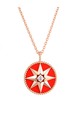 Подвеска Dior Rose Des Vents Medallion Rose Gold, Diamond and Red Ceramic (36540)