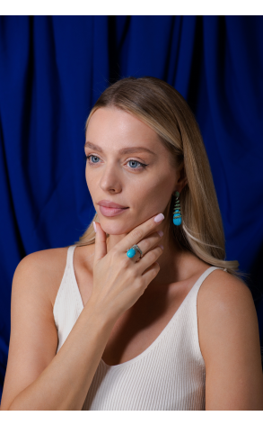 Комплект  Chrysolites & Turquoise White Gold в стиле De Grisogono (38019) №5