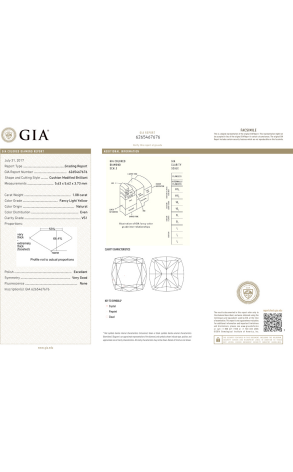 Кольцо GIA 1,08 ct Fancy Light Yellow/VS1 Cushion Cut & White Gold (43210) №2