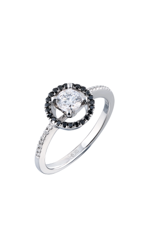 Кольцо GIA 0,45 ct D/SI1 Round Brilliant & Black Diamonds (37866)