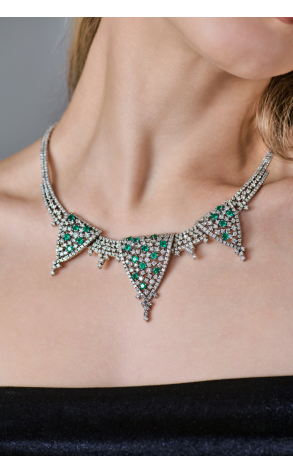 Колье  Natural Emeralds 3.20 ct & Diamonds 11.0 ct & White Gold (40735) №3