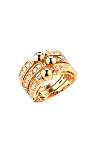 Кольцо Bvlgari Allegra Triple Band Yellow Gold & Diamonds (36992)
