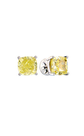 Пусеты GIA Cushion Diamond 4,10 - 4,02 ct Fancy Yellow/VS1-VS2 (GIA) (41868)