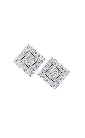 Серьги  3,80 ct Round & Princess Cut Diamonds & White Gold (41387)