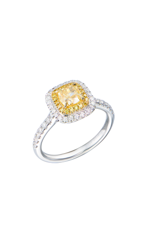 Кольцо GIA 1,01 ct Fancy Light Yellow/IF Cushion Cut & White Gold (43837)