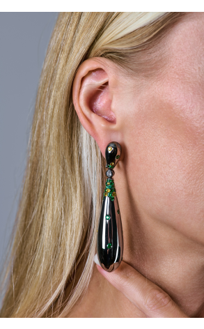 Серьги De grisogono Gocce in blackened white gold with diamonds, sapphires & tsavorites (41012) №2