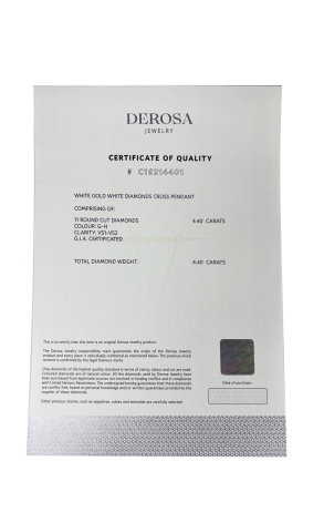 Крест DeRosa Large Model 4.40 сt G-H/VS1-VS2 C16214401 (37854) №2