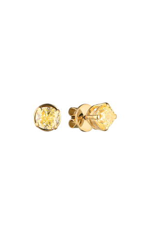 Пусеты  0,73 ct - 0,74 ct Natural Fancy Light Yellow/VS2 Cushion Cut Diamonds (40794)