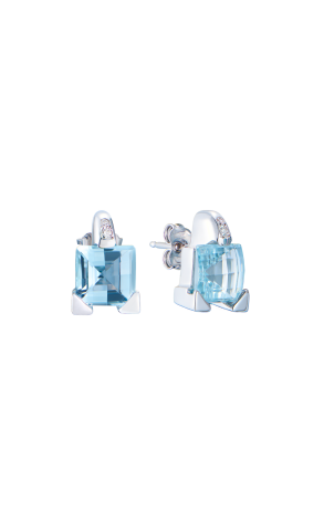 Пусеты  Blue Topaz & Diamonds & White Gold (41853)