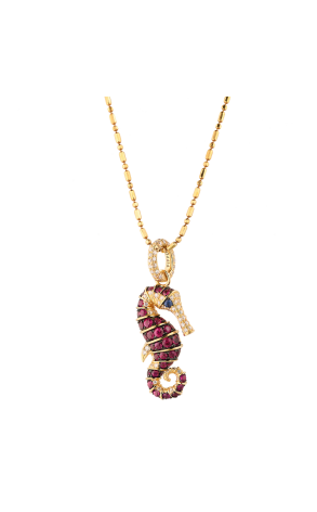 Подвеска Pippo Perez Seahorse Diamonds & Ruby Yellow Gold (38735)