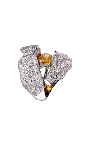 Кольцо  5,44 ct Strong Yellow/VS Oval Mixed Natural Sapphire & 11.12 ct Rouns Cut Diamonds (41123) №2