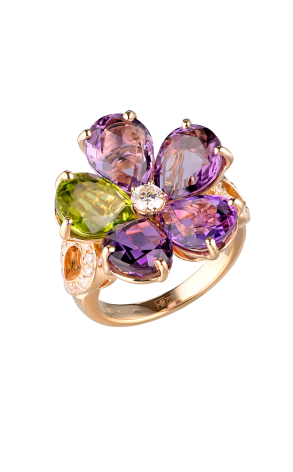 Кольцо Bvlgari Diamond Sapphire Amethyst Flower Ring (36265)
