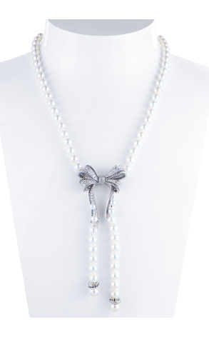 Колье Chanel Boucles de Camelia in white gold & white and black diamonds & Akoya pearls (42456) №2