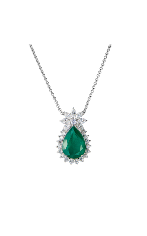 Подвеска  с изумрудом 9,25 ct Moderate Bluish Green/SI1 и 2,25 ct бриллиантами (43554)