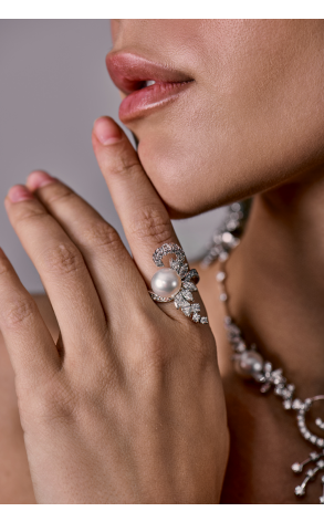 Комплект Stefan Hafner White Pearl Saltwater 9-11mm & 17.65 ct Marquise & Round cut Diamonds (42138) №4