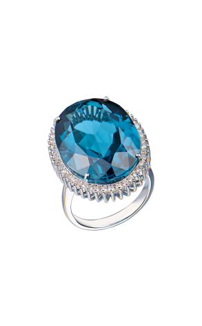 Кольцо  White Gold & London Blue Topaz & Diamond (43553)
