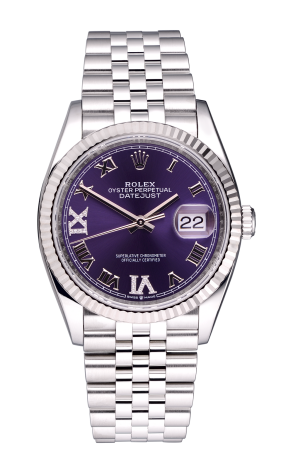 Часы Rolex Datejust 36mm Steel and White Gold Purple Diamond Roman Dial 126234 (35723)