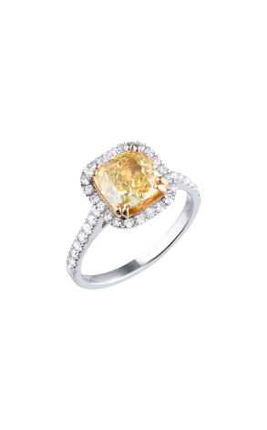 Кольцо GIA 2,52 ct Fancy Deep Yellow/VS2 Cushion Brilliant (37728)