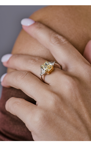 Кольцо Damiani 3,32 ct Natural Fancy Yellow/VS2 Cushion Cut Diamond (40933) №4