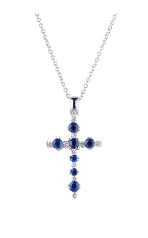 Крест Gianni Lazzaro White Gold Diamonds & Deep Blue Sapphire (36825)