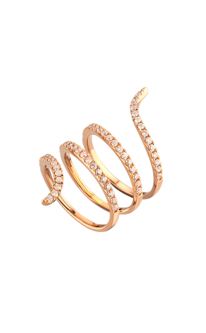 Кольцо DJULA Paris Snake Diamonds & Rose Gold (38489)