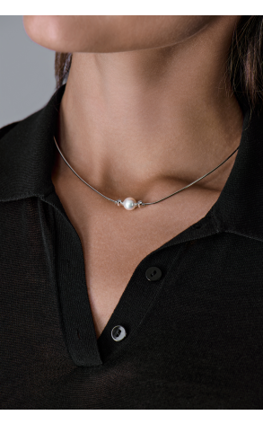 Колье Mikimoto Akoya Pearl 8 mm & 2 Round Diamonds & White Gold (41749) №3