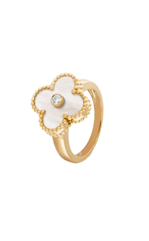 Кольцо Van Cleef & Arpels Vintage Alhambra Yellow Gold & Diamond & Mother-of-pearl VCARA41153 (41353)