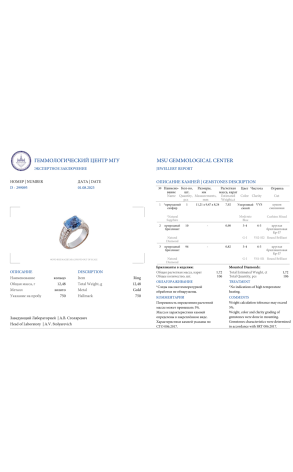 Кольцо RalfDiamonds Natural Sapphire 7,92 ct Blue/VVS & Round Brilliant 1.72 ct (37113) №2