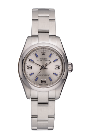 Часы Rolex Oyster Perpetual Silver Dial Blue Hour Markers Ladies 176200 (8245)
