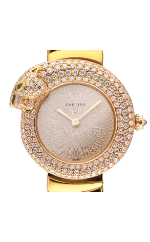 Часы Cartier Gold Panther Diamond Emerald Pave 2309 (37874) №2
