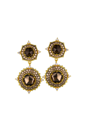 Серьги Judith Ripka Yellow Gold & Quartz & Diamond (40679)