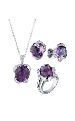 Комплект Gianni Lazzaro White Gold Amethyst & Diamonds Set (37668)