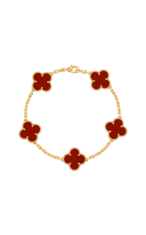 Браслет Van Cleef & Arpels Vintage Alhambra 5 motifs, yellow gold, Carnelian VCARD35500 (43017)
