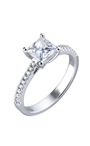 Кольцо GIA Princess Cut 1,00 ct J/SI1 White Gold (37483)