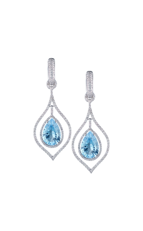 Серьги  Blue Topaz & Diamonds & White Gold (41117)