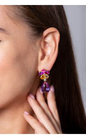 Серьги Bvlgari Diamond Sapphire Amethyst Flower Earrings (36264) №3